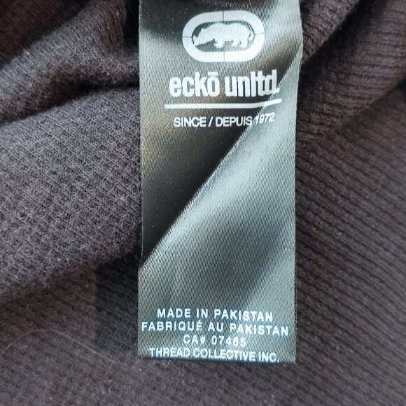 Ecko Unlimited knit hoodie black with white graphic design men's size L - Picture 7 of 10